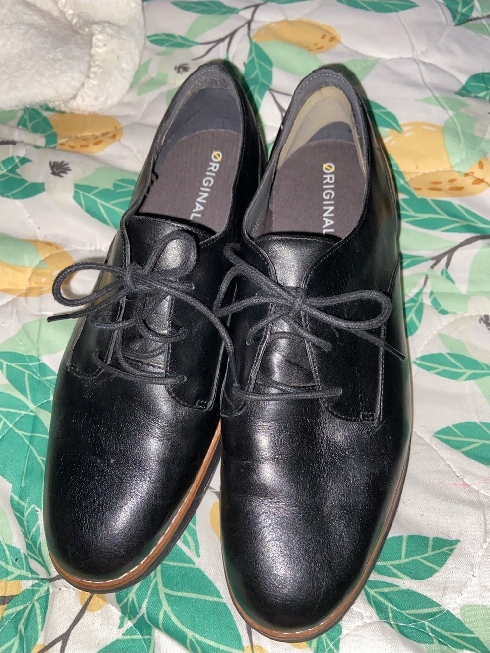 BLACK LEATHER OXFORD SHOES Original Grand COLE HAAN EUC